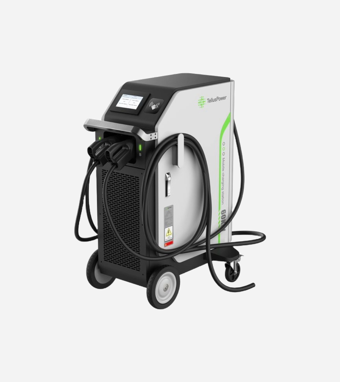 Tellus Power 60kW Dual DC Mobile Charger, wheeled unit with two CCS2 cables